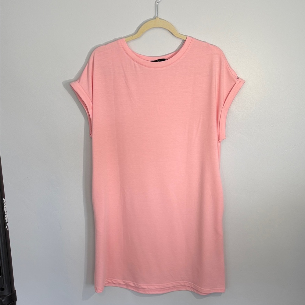 Pink Women's T-shirt Dress with pockets